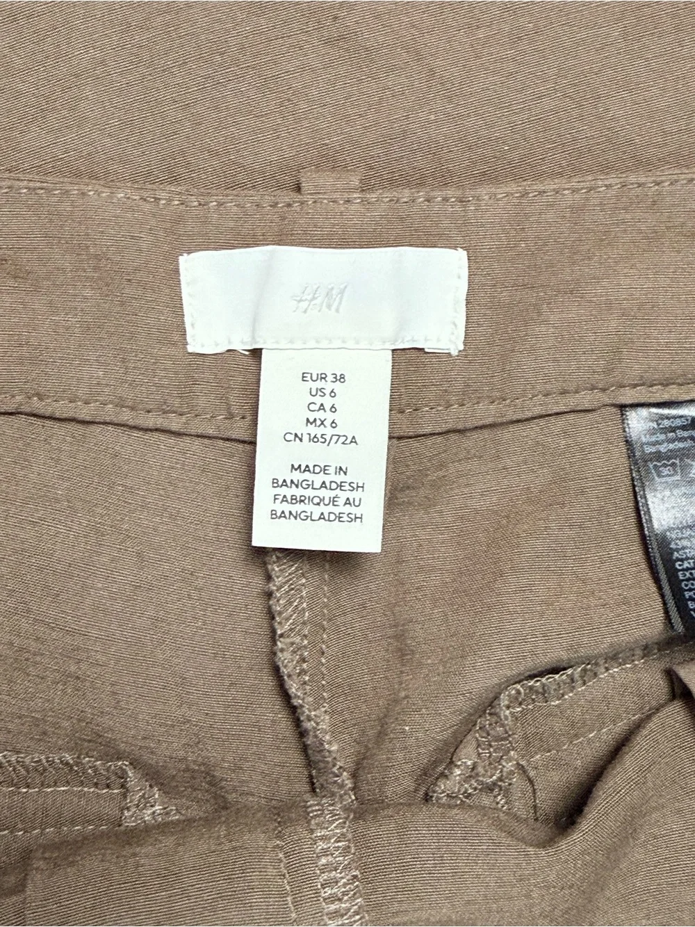 H&M Brown Linen Blend High Rise Wide Leg Trousers Pants Size 6